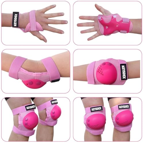 Kids 6 in 1 Skate Protective Gear Set, Pink, M - image 5