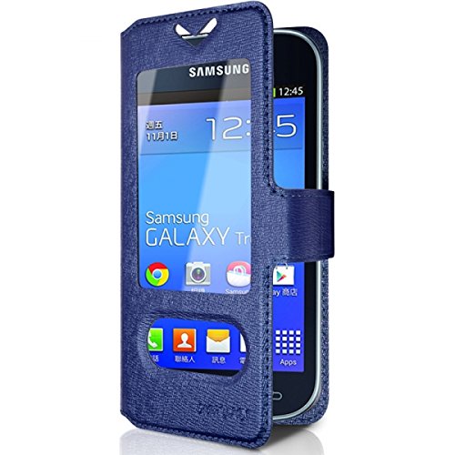 Seluxion - Housse Coque Etui S-View Universel S Couleur Bleu pour Samsung Galaxy Trend 2 Lite