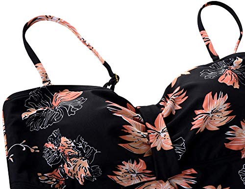 Image of Hilor Women's Flyaway Tankini Top Bandeau Swimsuit Flowy Bathing Suit Tummy Control Swimwear