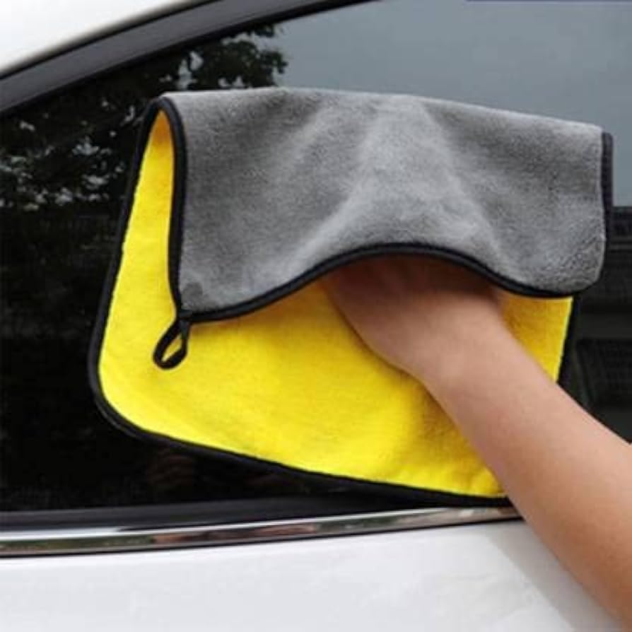 Image of Microfiber Cloth - 2 pcs - 40x40 cms - 500 GSM Yellow-Blue Multipurpose Cleaning Cloths - Super Soft, Lint-Free & Reusable - Ideal for Car, Kitchen, Glass & Home Cleaning