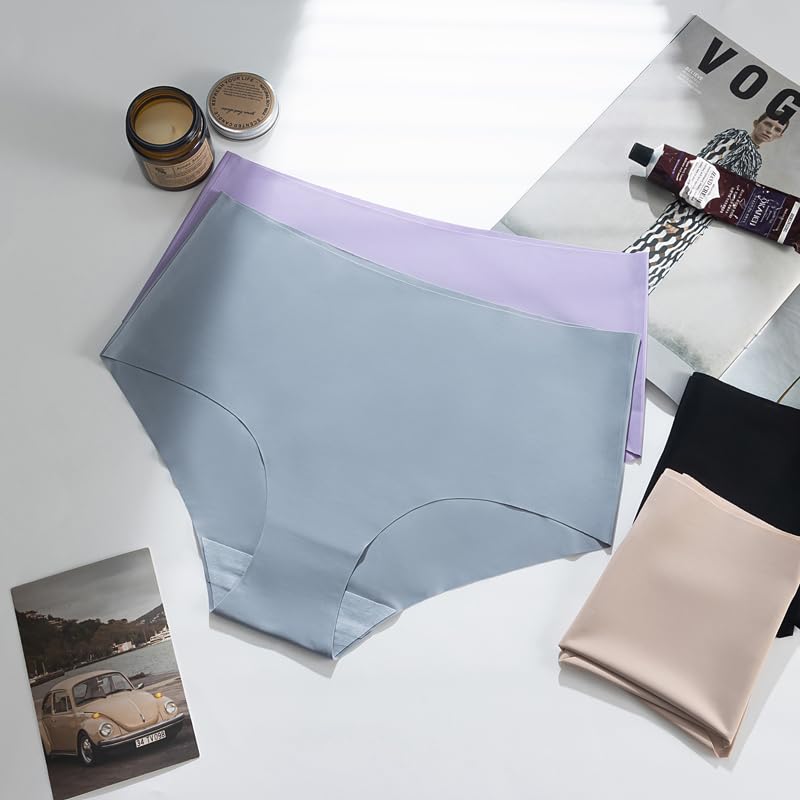 4 Pack Womens Underwear Full Coverage No Show High Waisted Seamless Ladies Panties3