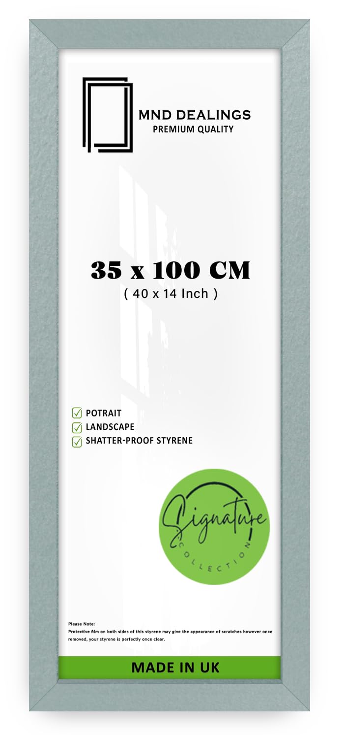 MND Dealings | Modern (35 x 100 CM) Silver Handmade Picture Frame 14 Inch x 40 Inch Frame Ideal for Posters, Photos & Artwork 350 x 1000 mm - [ Silver ]