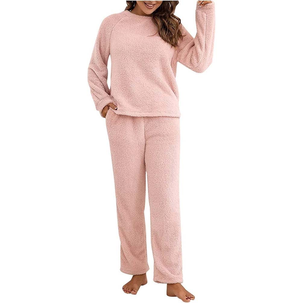 FENGFEI Completo da Donna Tuta da Donna in Pile Accogliente Set da Donna, Tuta da Jogging Soffice, Tuta for Il Tempo Libero A Maniche Lunghe, Abito Elegante Coccolone, Pigiama, Tuta