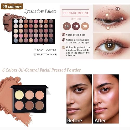 All in One Make Up Set, Make-up Sets, Schminke Set für Frauen, Makeup Set Starter Kit Kosmetik Schmink Set mit Lidschatten Palette, Lippenstift, Eyeliner, Mascara, Pinsel Für Frauen Mädchen – Bild 6