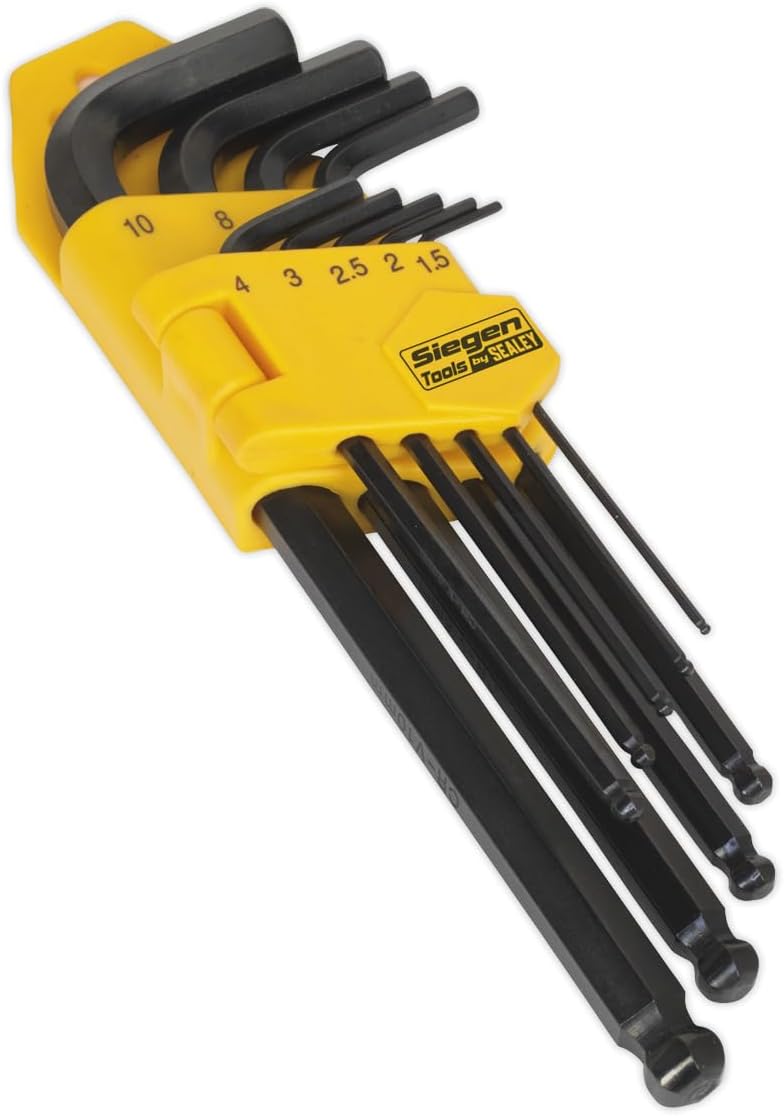 Siegen S01093 9pc Long Ball-End Hex Key Set - Metric