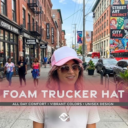 Image of Funky Junque Blank Mesh Foam Lightweight Snapback Trucker Hat | Lightweight Foam Trucker Hat with Breathable Mesh Back, Golf Beach and Street Style, Trendy Trucker Hats for Men