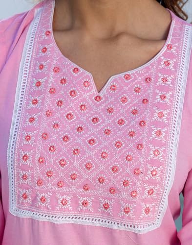 Image of SKYLEE Rayon Chikankari Embroidery Anarkali Kurta Set with Dupatta
