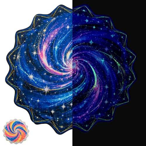 oazoxcx Flow Star Spinning Cloth, 25.6-Inch UV-Reactive, Blue Galaxy
