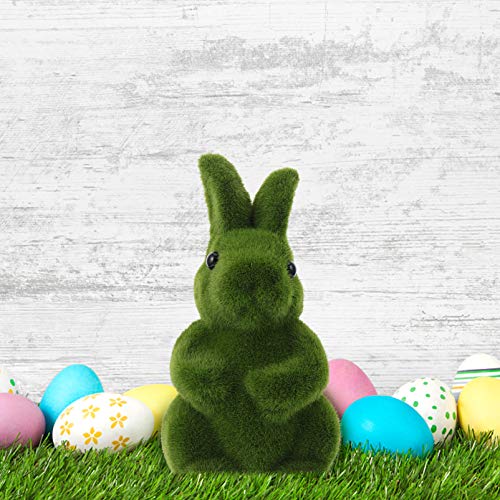 STOBOK Estatueta de Coelho de Musgo de Páscoa Peludo Reunido Estátua de Coelho Verde Em Pé Escultura