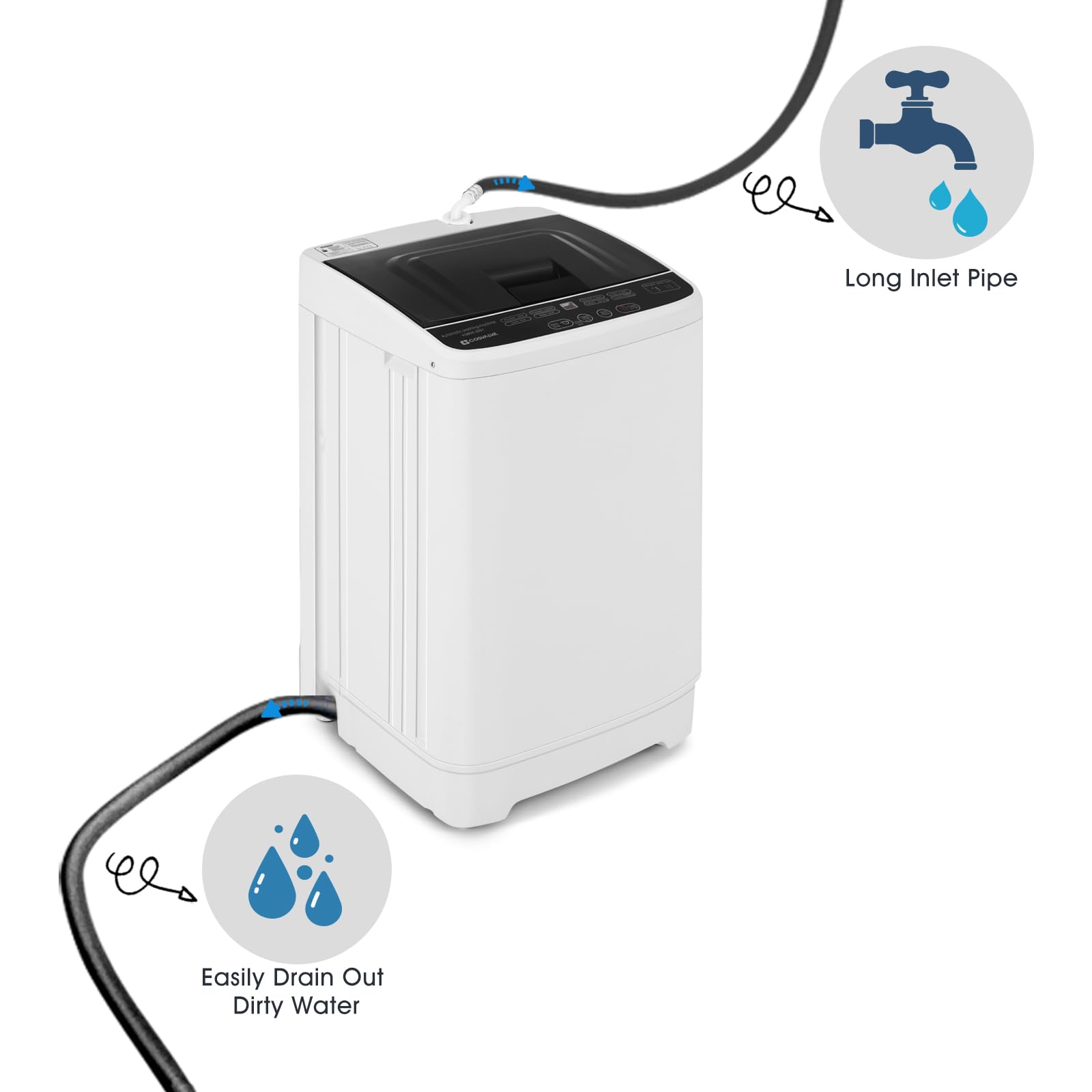 Fully Automatic Washing Machine 2 IN 1 with Drain Pump, 3.5 KG Washer & Spin Dryer For Dorms Apartments College Rooms Camping(8 Program, 6 Water Levels)[Energy Class A+] — view 8