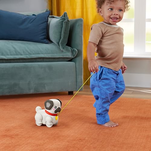 Fisher-Price Baby & Kleinkind Nachziehspielzeug FP Pets Gassi gehen mit Hündchen mit Bewegung und Geräuschen für Kinder ab 12 Monaten, HTW94