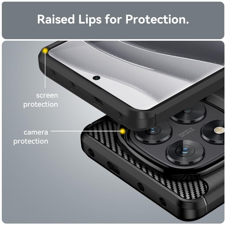Image of NPRC Hybrid Ultra Slim Protective Case TPU Non-Slip Carbon Fiber Texture Shockproof Case Cover for Redmi Note 14 pro Plus - Black