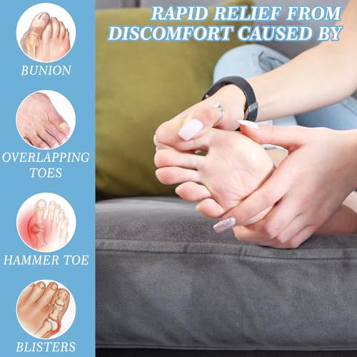 Image of LLOUSSAK 12Pcs Toe Separators for Women, Breathable Gel Toe Spacers for Men Bunions Relief, Silicone Toes Correctors for Overlapping Toes, Bigtoe Straightener, Toeprotectors for Bunion Pain (4L+8S)