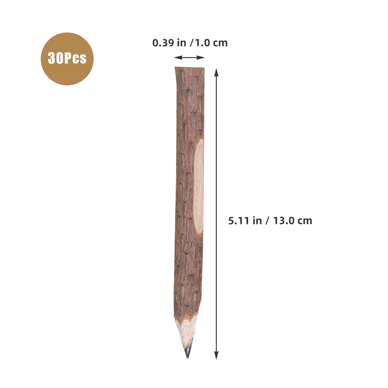 30 lápices de ramas de 5 pulgadas de largo, lápices de madera natural a granel, lápices de grafito de madera para suministros de fiesta escolar, decoración de fiesta temática de campamento