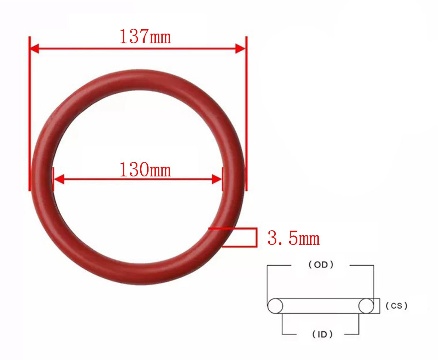 10 Stück rote O-Ring-Dichtungen aus Nitrilkautschuk, 110 mm Innendurchmesser x 117 mm Außendurchmesser x 3,5 mm Drahtdurchmesser(130mm x 137mm x 3.5mm)