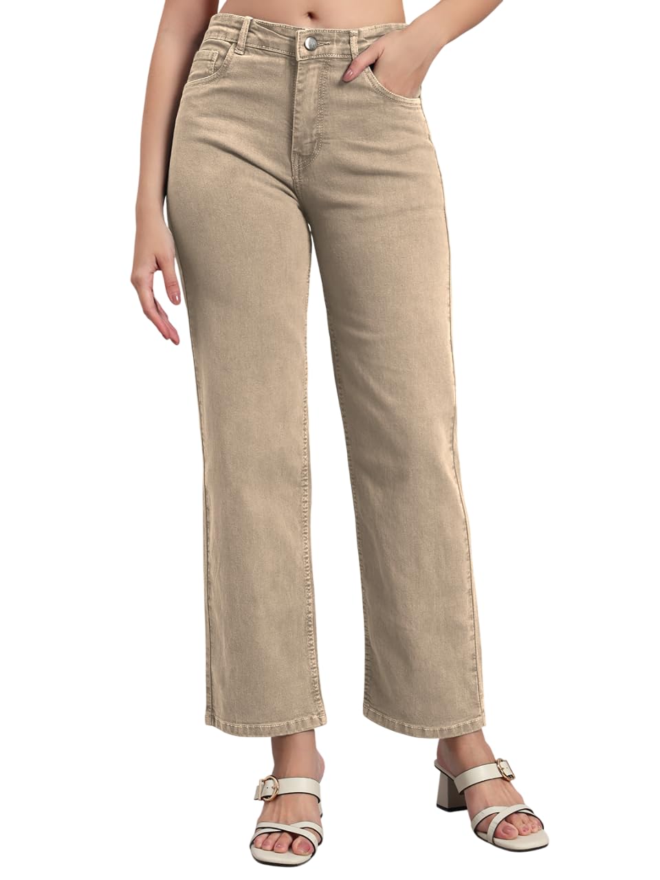 KARGEENS Women’s Cotton Loose Fit Wide Leg High Rise Jeans Pant KARGEENS Women’s Cotton Loose Fit Wide Leg High Rise Jeans Pant