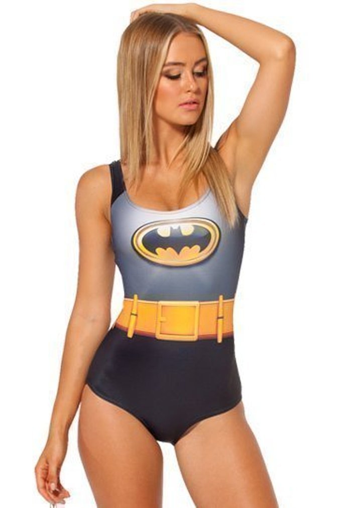 Classic Batman One Piece Bathing Suit. One Size: 8 - 12