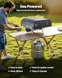 VEVOR Four à pizza portable pour extérieur, four à gaz 30,5 cm, poêle à propane avec pieds pliables pour camping en plein air, avec pulvérisateur en fer, pour patio et jardin, noir
