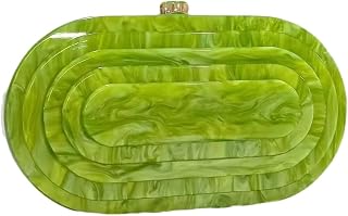 GSYPS Acrylic Marble Evening Clutch Bag for Women - Shell Shape Glitter Crossbody Purse with Detachable Chain