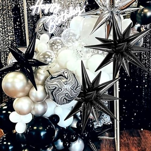 Image of PartyWoo Black Star Spike Balloons 10pcs Explosion Foil Mylar Balloons