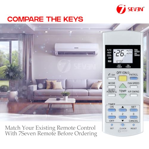 Image of 7SEVEN Compatible with Panasonic AC Remote Control Model 29A Suitable for 1 1.5 2 Ton Spilt or Window Air Conditioner - Match Keys Exactly with Existing Remote Controller