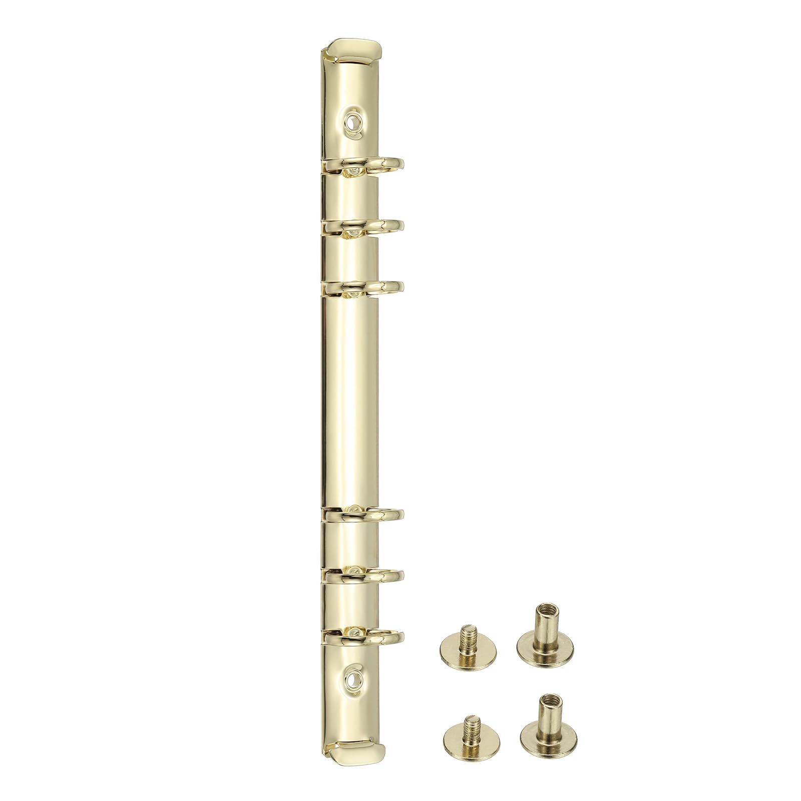 PATIKIL A5 6-Hole Ring Binder Mechanisms, 1 Set Binder Spines Replacement for Binder Planners, Gold Tone
