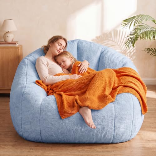Image of HUGHEAVEN Max Giant Bean Bag Chair, Bean Bag Sofa for Adults & Teens | Oversized Soft Comfy Fluffy Floor Lounge Chair with Armrests, Large Bean Bag Couch for Gaming, Reading & Relaxing