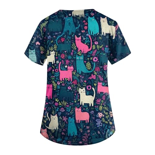 OIOLOYJM Printed Scrub Tops Women V Neck Short Sleeve Plus Size Scrubs for Womens Nursing Uniforms Shirts with Pockets