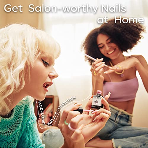 Image of modelones Nude Gel Nail Polish Set, 6 Colors Glitter Neutral Pink Gel Polish Brown Tan All Seasons Skin Tones Soak Off LED Soapnails Manicure Salon DIY Home Starter Kit Holiday Gift for Women Girl
