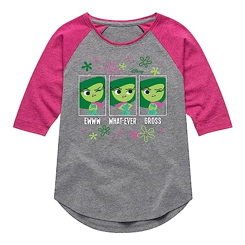 Disney Inside Out - Digust Moods - Toddler and Youth Girls Raglan Graphic T-Shirt