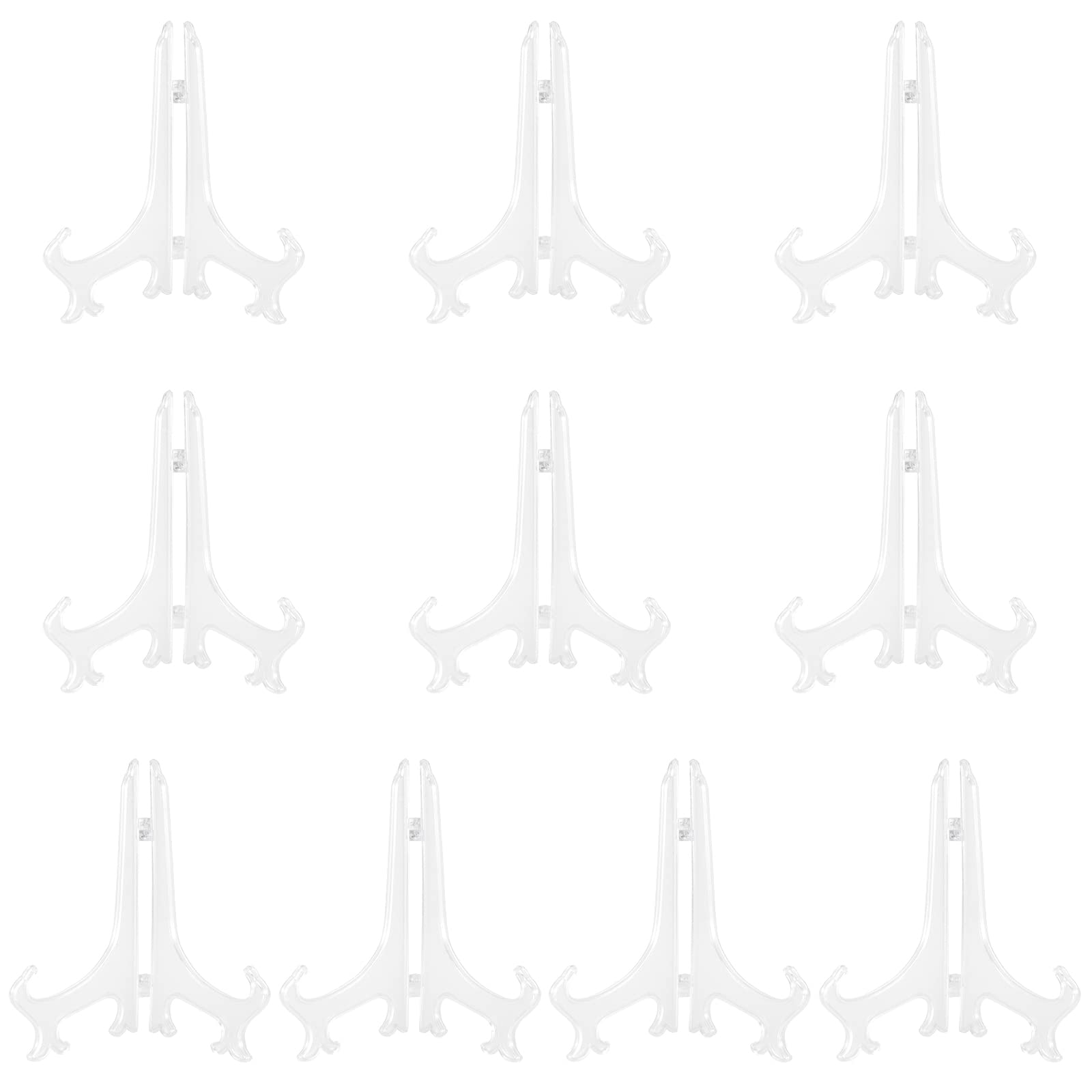 Zeonhak Transparent Color 10 Pack 8 Inch Plastic Easels Plate, 20Cm Plate Display Stands, Plastic Easel Plate Stands For Displaying Pictures, Plates, Placecards