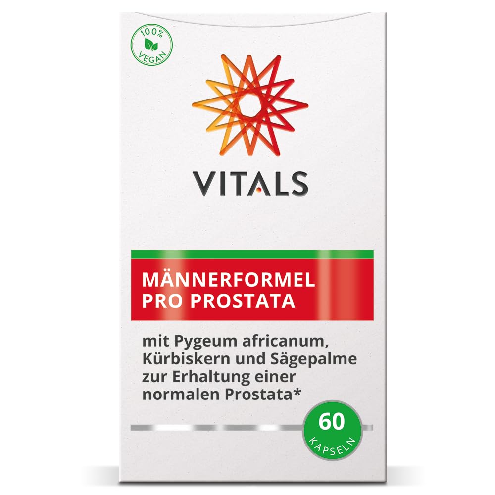 Vitals - Männerformel Pro Prostata 60 Kapseln mit Pygeum africanum, Kürbiskern und Sägenpalme eine vollständige Formel zur Erhaltung einer normal funktionierenden Prostata.