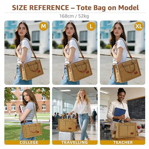 Image of BECOJADDE Structured Canvas Tote Bag for Women, Multi-Compartment Zippered Purse for Work Bible Travel