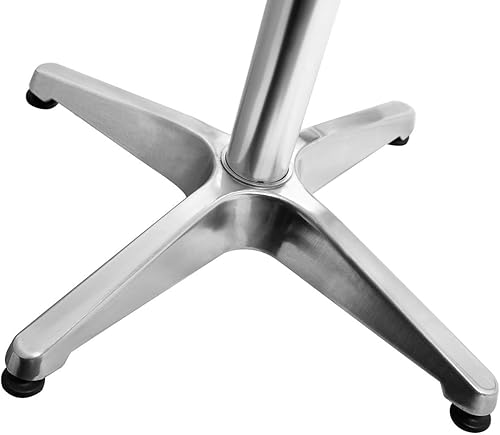 Miniatura 4 de BTEXPERT Mesa de restaurante plateada de 23.75 pulgadas para interiores y exteriores, muebles de aluminio de acero inoxidable con base, 23.75