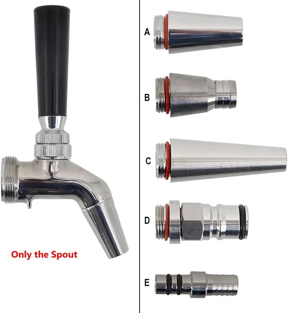 1pc Multi-Function Spout Kit for Forward Sealing Faucets – Growler Filler, Stout & Ball Lock Post Spouts(Growler Filler Spout)