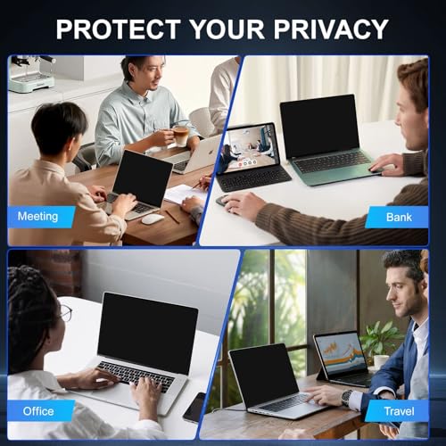 Image of 2Pack Magnetic 14 Inch Laptop Privacy Screen 16:9 Aspect Ratio, Removable Anti-Blue /Glare Protector Film, Anti Spy Desktop Security Private Filter 14in