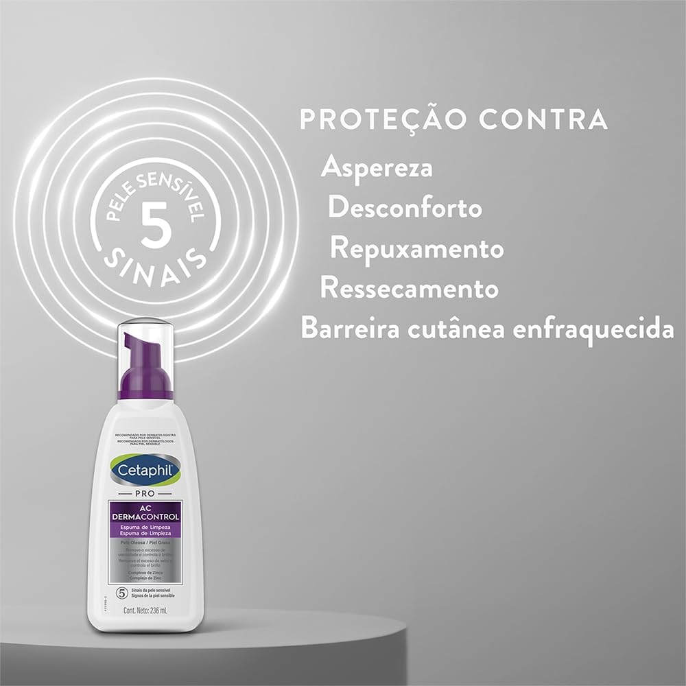 Cetaphil Pro AC Dermacontrol Espuma De Limpeza Facial Pele Oleosa 236ml
