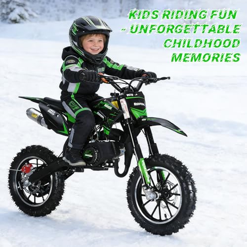 Image of Kids Dirt Bike, 50cc / Gas Powered Dirt Bike for Kids 8-14, 2-Stroke Mini Dirt Bike, Pull Start Motorcycle, 10-Inch Off Road Tires, Disc Brakes, 25 MPH, 330 lb Max Load