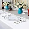 I00000 102pcs Silver Plastic Plates, Disposable Plastic Party Plates with White Silver Rim Fancy Wedding Party Plates Include 51 Dinner Plates 10.25 and 51 Dessert Appetizer Plates 7.5