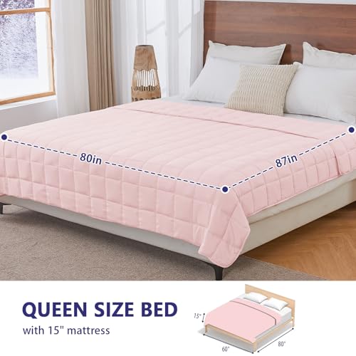 Image of yescool King Size Weighted Blanket for Adults (20 lbs, 80 inch x 87 inch, Pink) Cooling Heavy Blanket for Sleeping Perfect for 190-210 lbs, Breathable Blanket for Adults & Couple All Season, Machine Washable