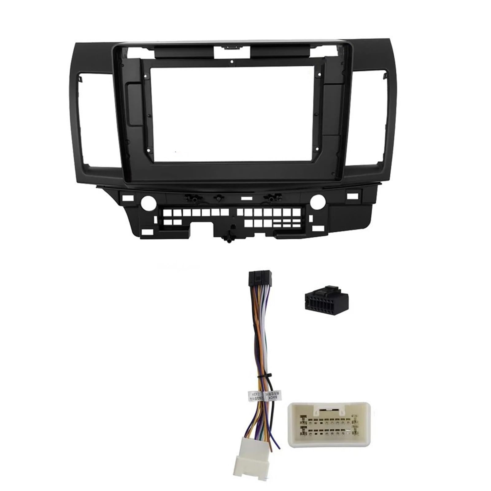 JKELPV Car Radio Frame Kit Fit For MITSUBISHI LANCER Fortis 2010-2015 Car 2 Din Head Unit Panel Dash Frame 9/10 Inch Fascia Radio adapter(10 inch cable)