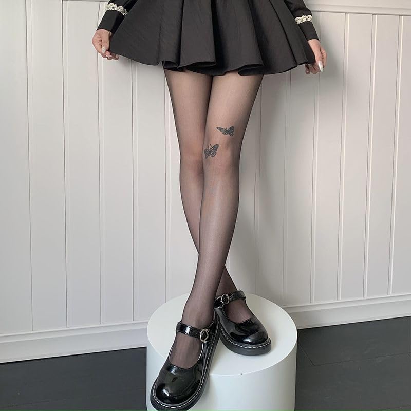 New black stockings pure anti hook stockings children spring and autumn socks butterfly silk pantyhose4