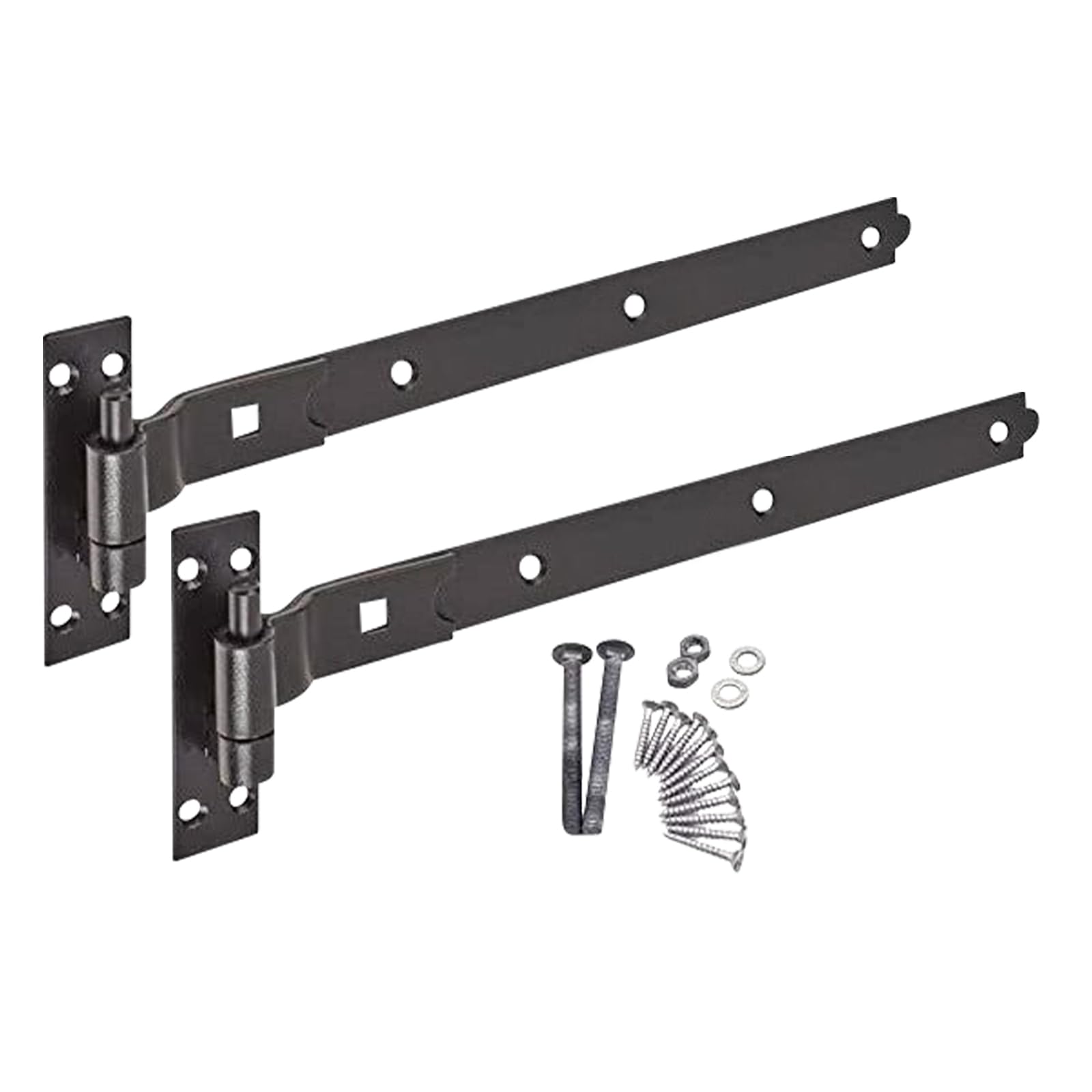 EAI Cranked Gate Hinges | 600mm / 24 Inch Heavy Duty Hook and Band Gate Hinges | Black - 1 Pair