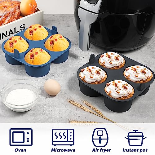 webake Silicone Deep Muffin Tray for Air Fryer 2 Pcs 8cm Large Muffin Cases Giant Cupcake Moulds Cupcake Baking Trays for Baking Cupcakes Cakes - Image 3