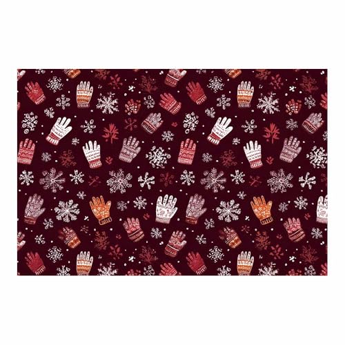 Tableau toile paysage hivernal deco murale rouge et neige salon grand format 70x100