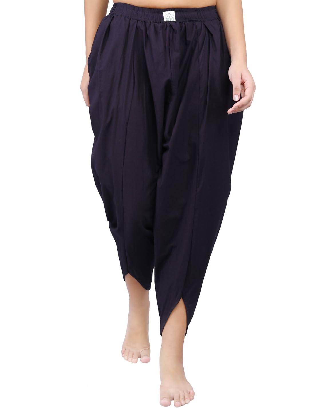 Ready to Wear Yoga Dhoti Solid Unisex Pull-on Dhoti Pants for Women in Pure Cotton, for Casual, Lounge wear, Yoga and Meditation Black-image-14