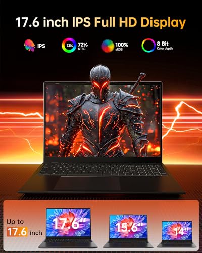 undefined 2025 17.6 Inch Laptop Computer with Office 365, 16GB RAM 640GB Storage, N5095 CPU, Windows 11, WiFi 6, Bluetooth 5.2, Backlit keyboard, Portable Thin Business Student Laptops for Work, School, Travel の商品画像 1