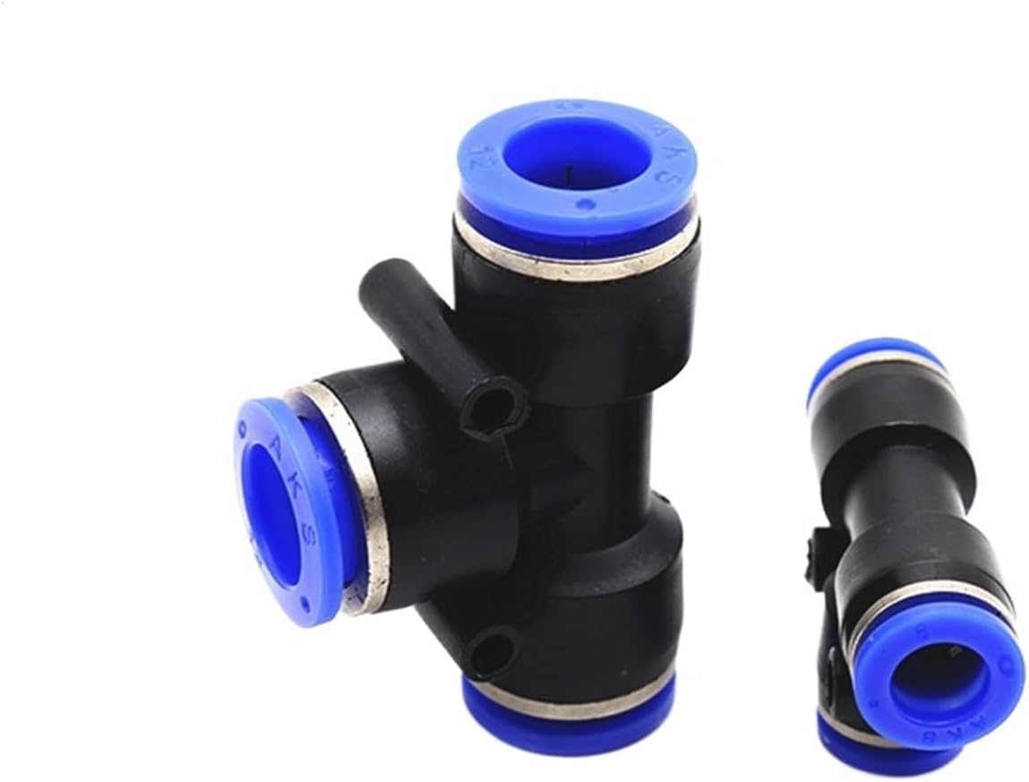 3 Way T shaped Tee Pneumatic 10mm 8mm 12mm 6mm 4mm 16mm OD Hose Tube Push In Air Gas Fitting Quick Fittings Connector Adapters (Color : Brown)