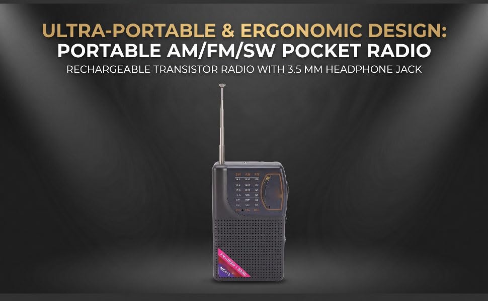 Radio portátil de onda corta AM FM SW con antena 21cm miniatura 7