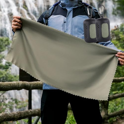 QHLhomestead Quick Dry Camping Towel, Microfiber Travel Towel 2 Pack,Fast Drying Towel Set for Camping, Beach, Gym, Sports,Hiking, Yoga & Swimming Pool, Army Green